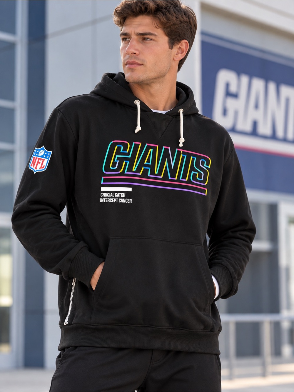 New York Giants Crucial Catch Black Pullover Hoodie Men’s Size XL